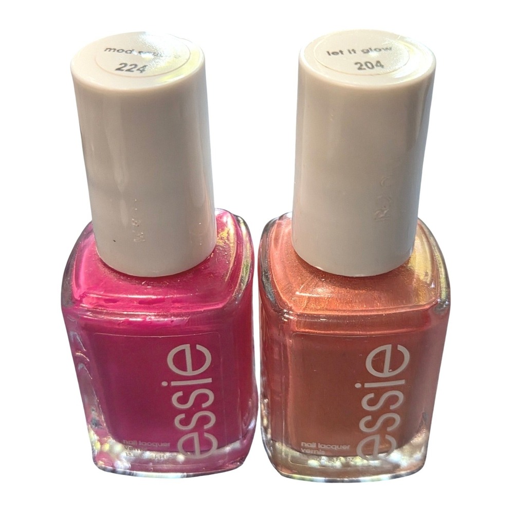 Essie Nail Polish Duo Mod Square 224 Pink and Let It Glow 204 Copper Shimmer